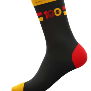 Calcetas conmemorativas 100 años negra con amarillo y rojo