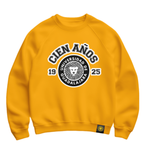 Sudadera Centenario Piel de León UDG 1925 - Con Logo León Central - Amarilla